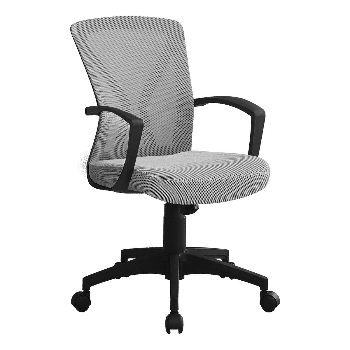 Monarch Specialties I 7340 Office Chair, Adjustable Height, Swivel, Ergonomic, Armrests, Computer Desk, Work, Metal, Fabric, Grey, Black, Contemporary, Modern