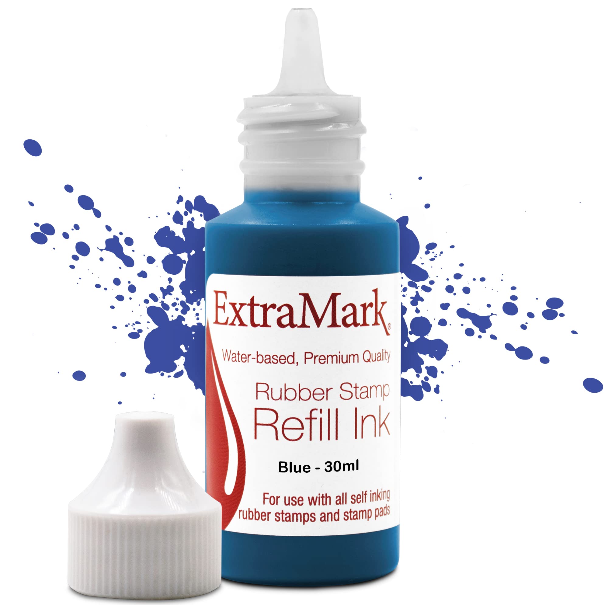 Extramark Premium Stamp Refill Ink For Self-Inking Stamps And Stamp Pads, 30 Ml, Blue Color Ink.