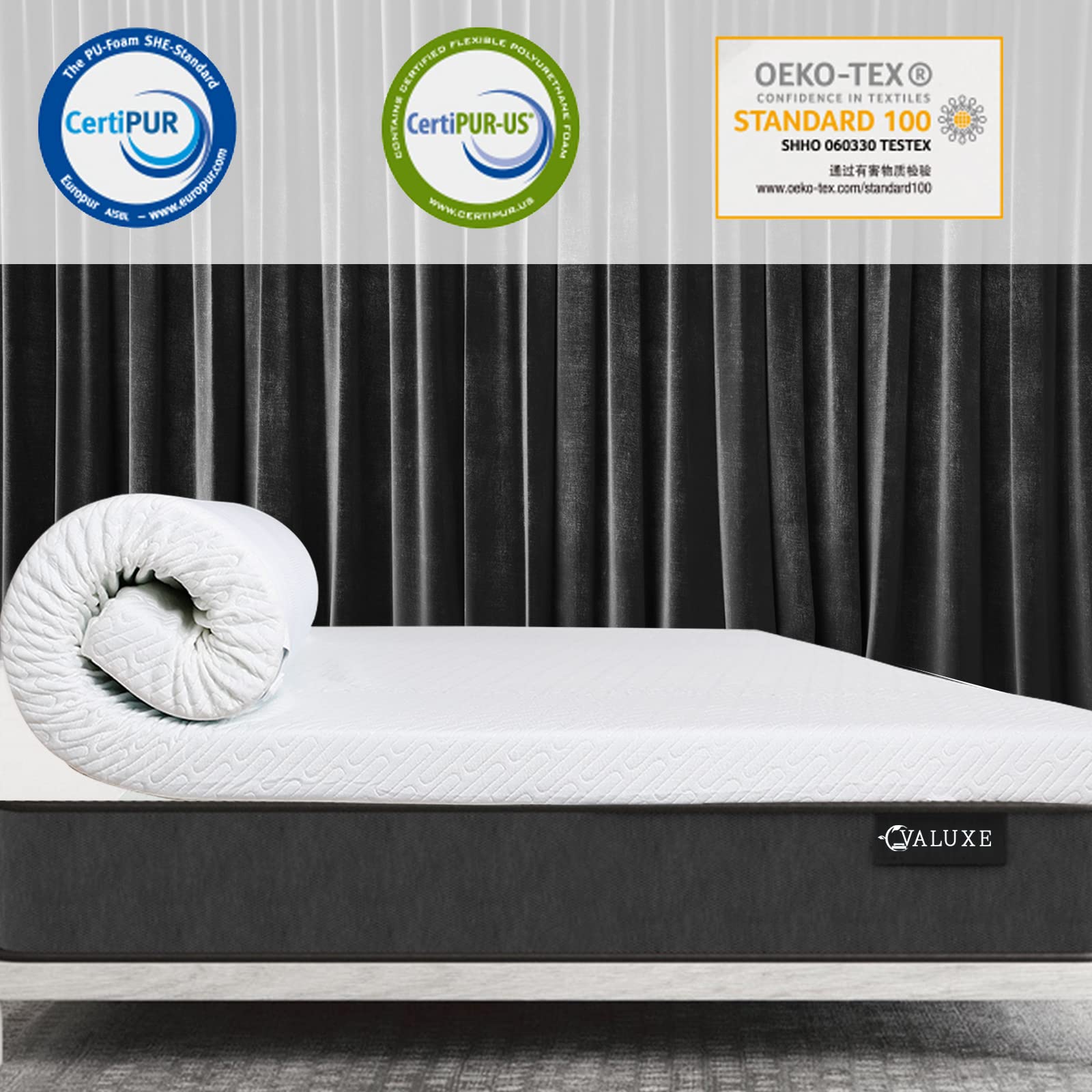 3 Inch Gel Memory Foam Mattress Topper King Size High Density Cooling Pad Pressure Relief Bed Topper (With Removable & Bamboo Co