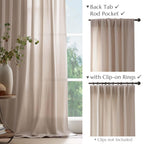 Jinchan Linen Blend Curtain For Living Room 108 Inch Length Extra Wide For Room Divider Taupe Curtain Rustic Farmhouse Curtain Back Tab Light Filtering Drapes Bedroom Window Curtain 1 Panel