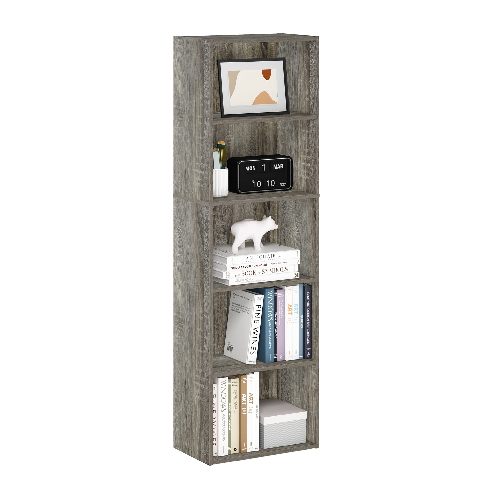 Furinno Luder Bookcase / Bookshelf / Storage Shelves, 5-Tier, French Oak