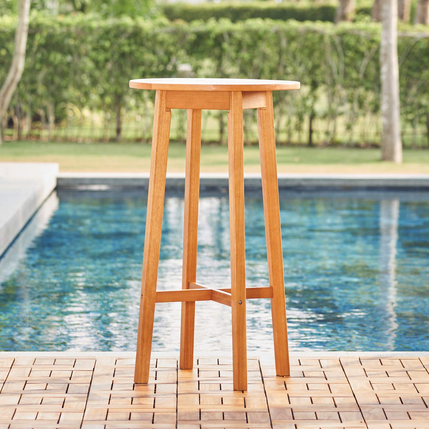 VIFAH V1969 Kapalua Honey Eucalyptus Wooden Outdoor Bar Table