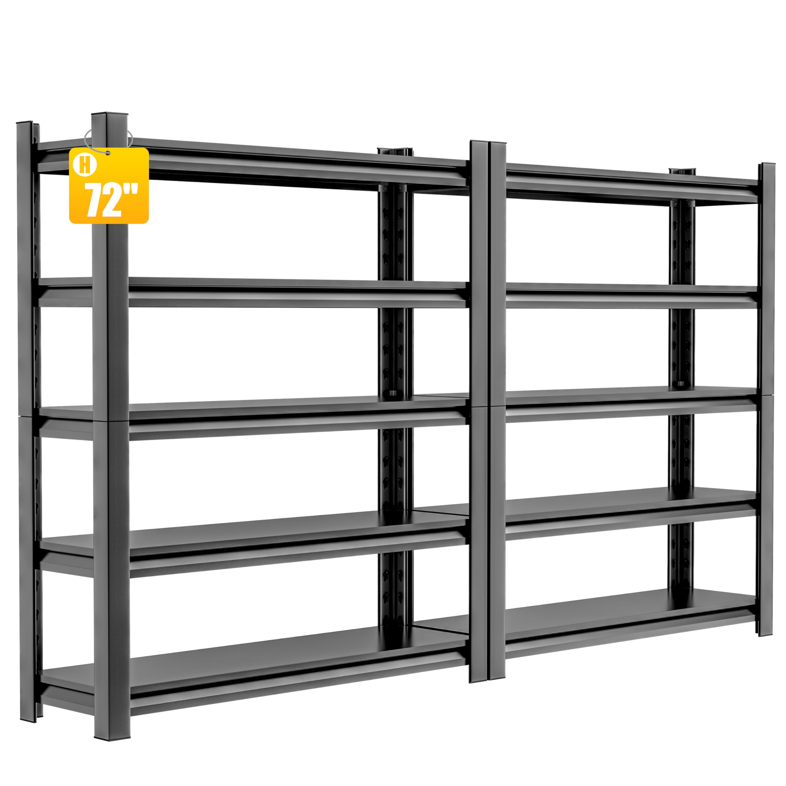 2 Set Garage Shelving Unit 72H3000bls Heavy Duty Storage Shelves Easy Assembly 5 Tier Adjustable Metal Steel Utility Shelf Rack 
