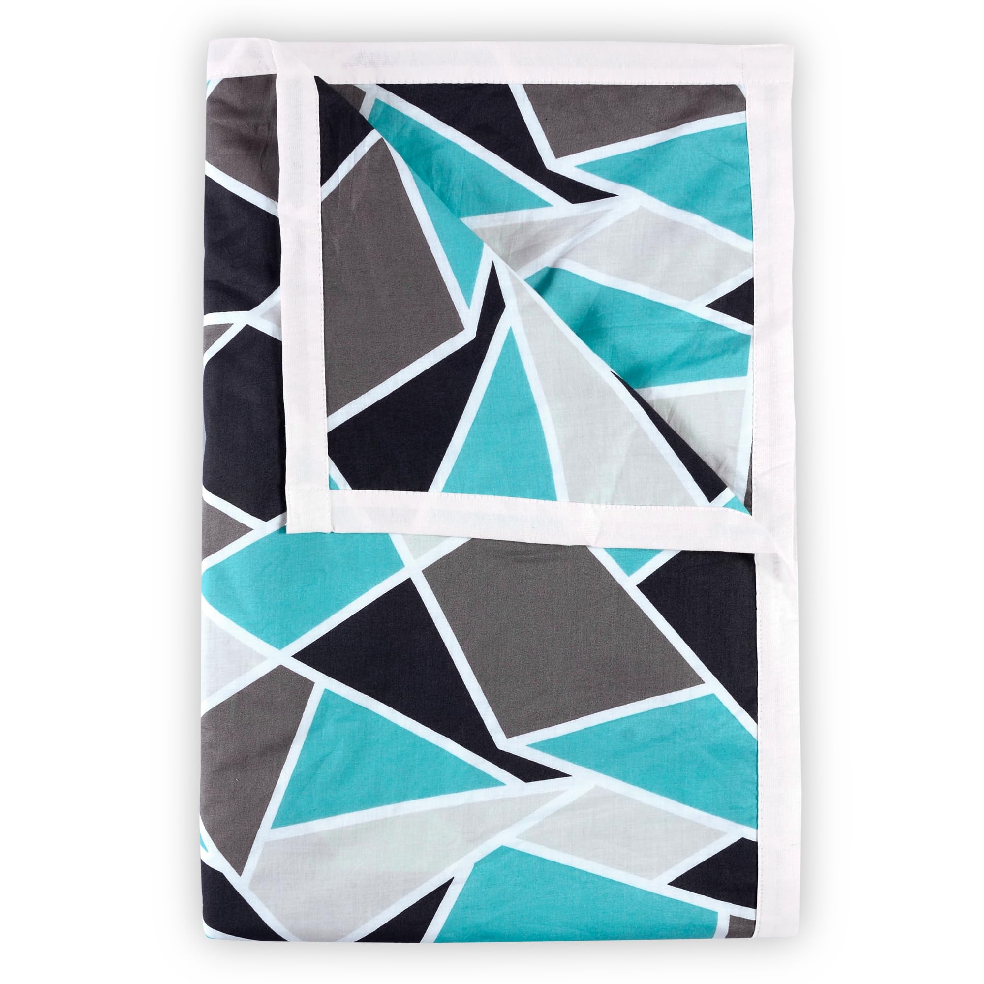 Divine Casa 100% Cotton 144 Tc Reversible Geometric Printed Single Bed Ac Dohar Blanket For Mild Winter (Crystal Teal, 140 Cm X 