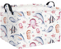 HIYAGON Rectangular Ocean Basket for Kids Baby Basket for Boys and Girls Cute Toy Storage Organizer Bin Box Sea Fishes Room Deco
