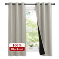 NICETOWN Natural 100% Blackout Lined Curtains, 1 Pair, 37 Width x 60 Length Each Panel, 2 Thick Layers Narrow Wide Window Treatm