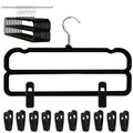WJWSKI Velvet Pants Hangers with Double Non Slip Bar  with Adjustable Clips Thin Space Saving Clothes Hanger  360 Swivel Felt