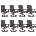 Amopatio Padded Patio Swivel Chairs Set Of 8, Outdoor Dining Chairs With Ultra Soft Textilene High Back Seat & Metal Rocker Fram