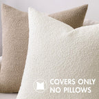 Miulee 22X22 Inch Decorative Pillow Covers For Couch Bed Set Of 2 Textured Boucle Neutral Throw Pillows Natural Beige Accent Solid Euro Cushion Pillowcase Cozy Soft Chair Sofa Livingroom Home Decor
