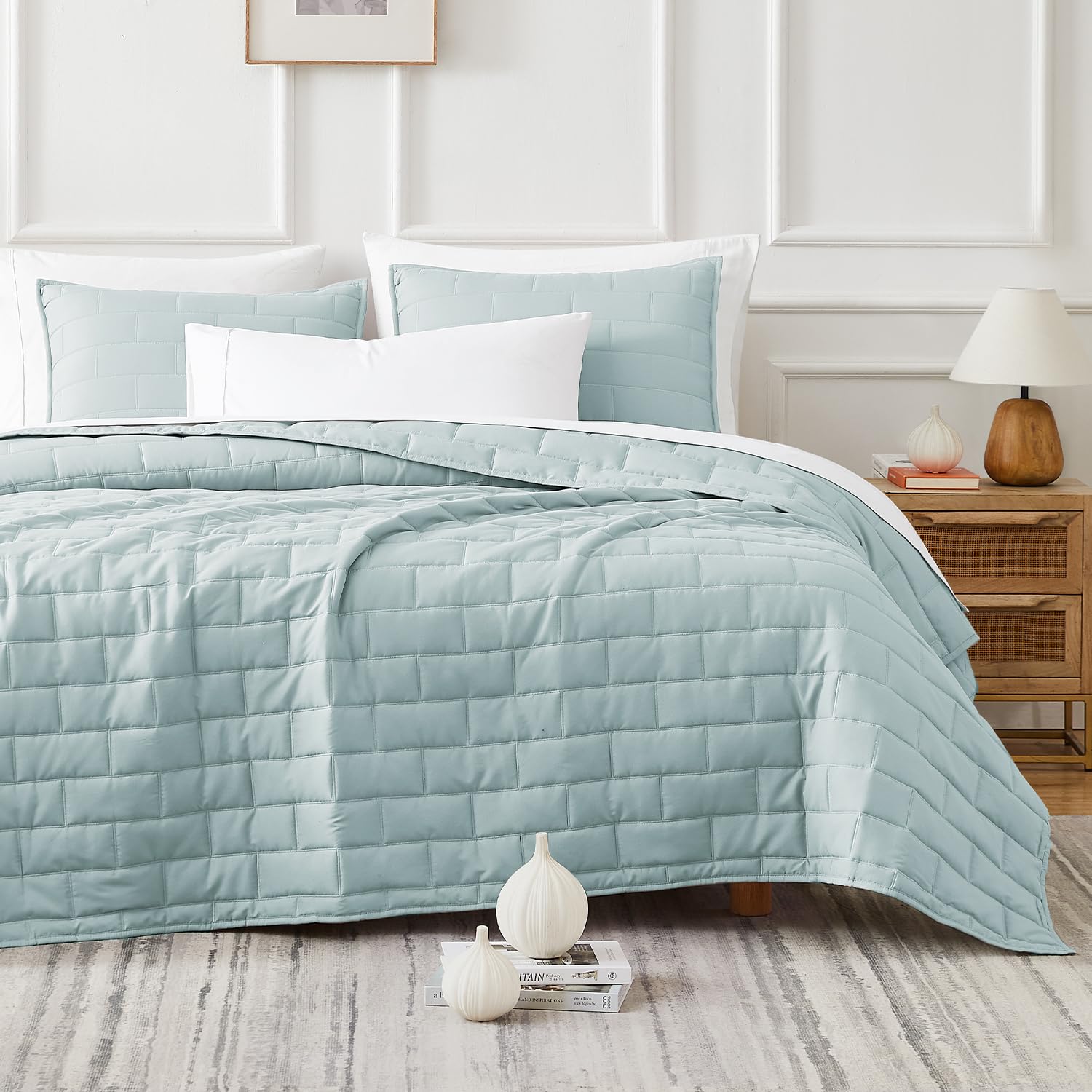 Southshore Fine Living, Inc. Oversized Queen Quilt Bedding Set, Coverlet Queen Size, Full/Queen Quilt Set With 2 Shams, Brick Pa