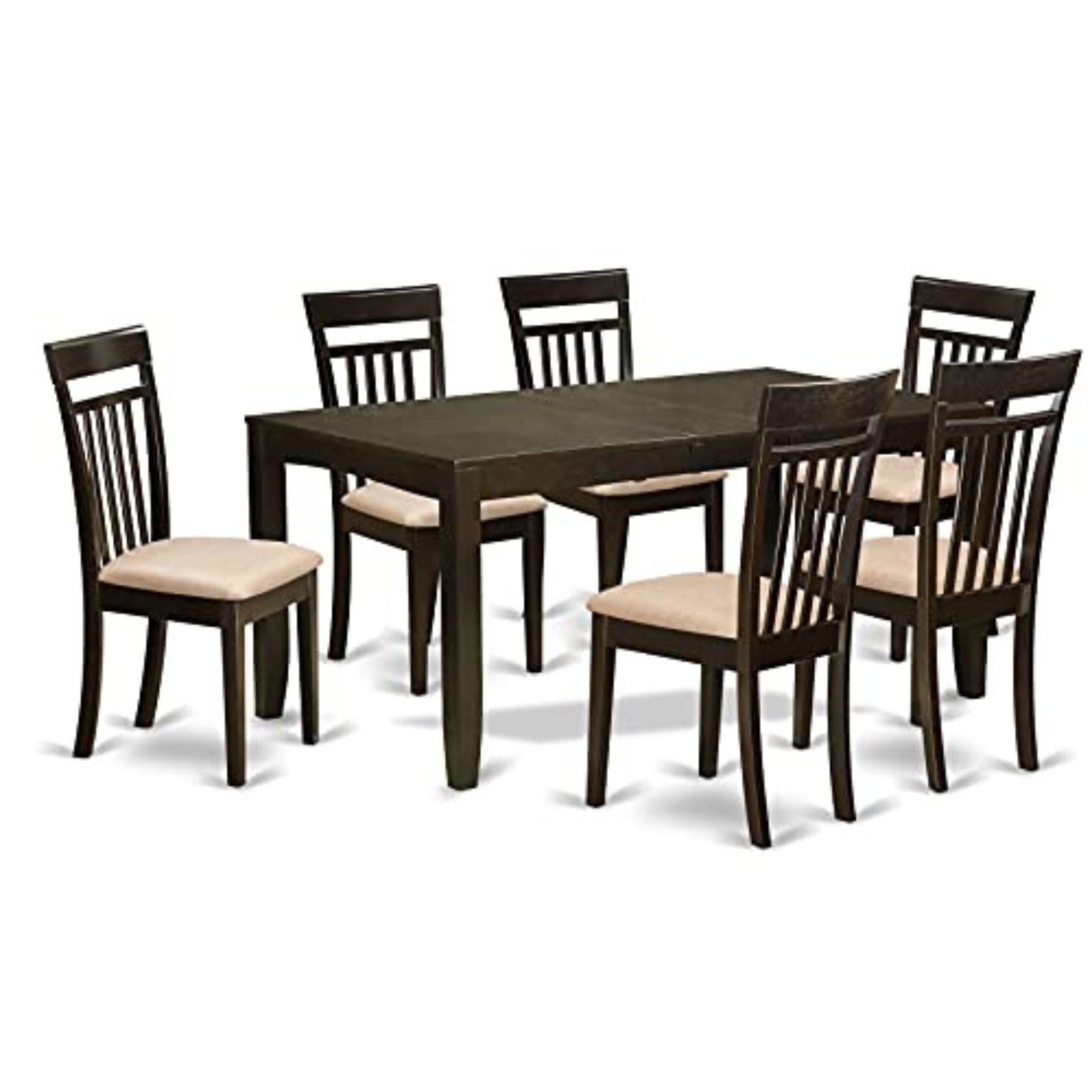 East West Furniture LYCA7-CAP-C Lynfield 7 Piece Room Set Consist of a Rectangle Wooden Table with Butterfly Leaf and 6 Linen Fa