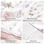 Phf Ultra Soft Floral Duvet Cover King Size, Printed Bedding Set 3 Pieces, Comfy Durable Farmhouse Duvet Cover Set With 2 Pillow