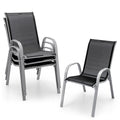 Tangkula 4 Pieces Patio Dining Chairs, Outdoor Stackable All Weather Heavy Duty Dining Chairs Set With Armrests, Support 330 Lbs, For Poolside, Backyard, Garden, Deck, Front Porch (Black)