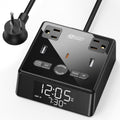 Digital Alarm Clock with 3 USB Charger, SUPERDANNY Desk Charging Station 2 AC Outlets, 6.5ft Cord, Power Strip Surge Protector 1