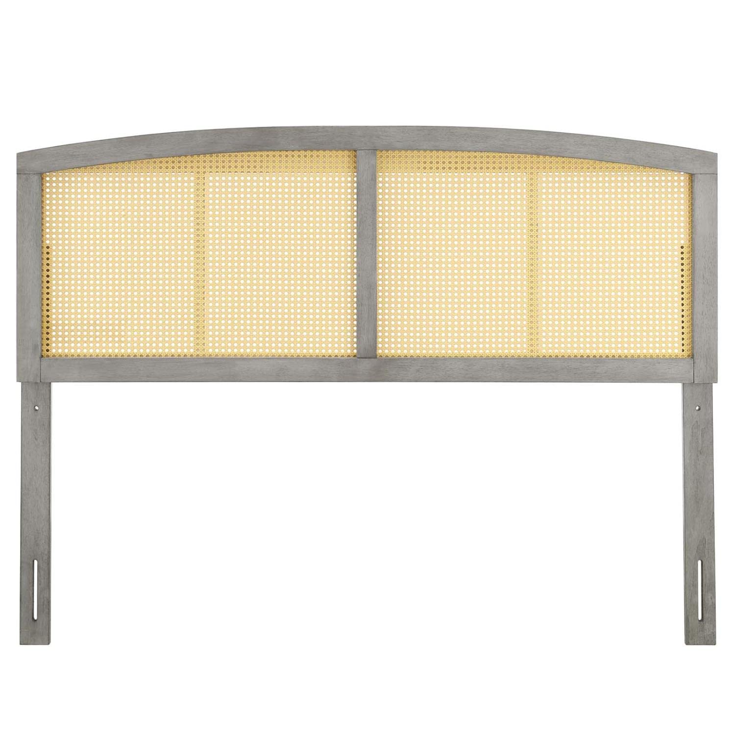 Modway Halcyon Cane Woven Rattan Headboard, Full, Gray