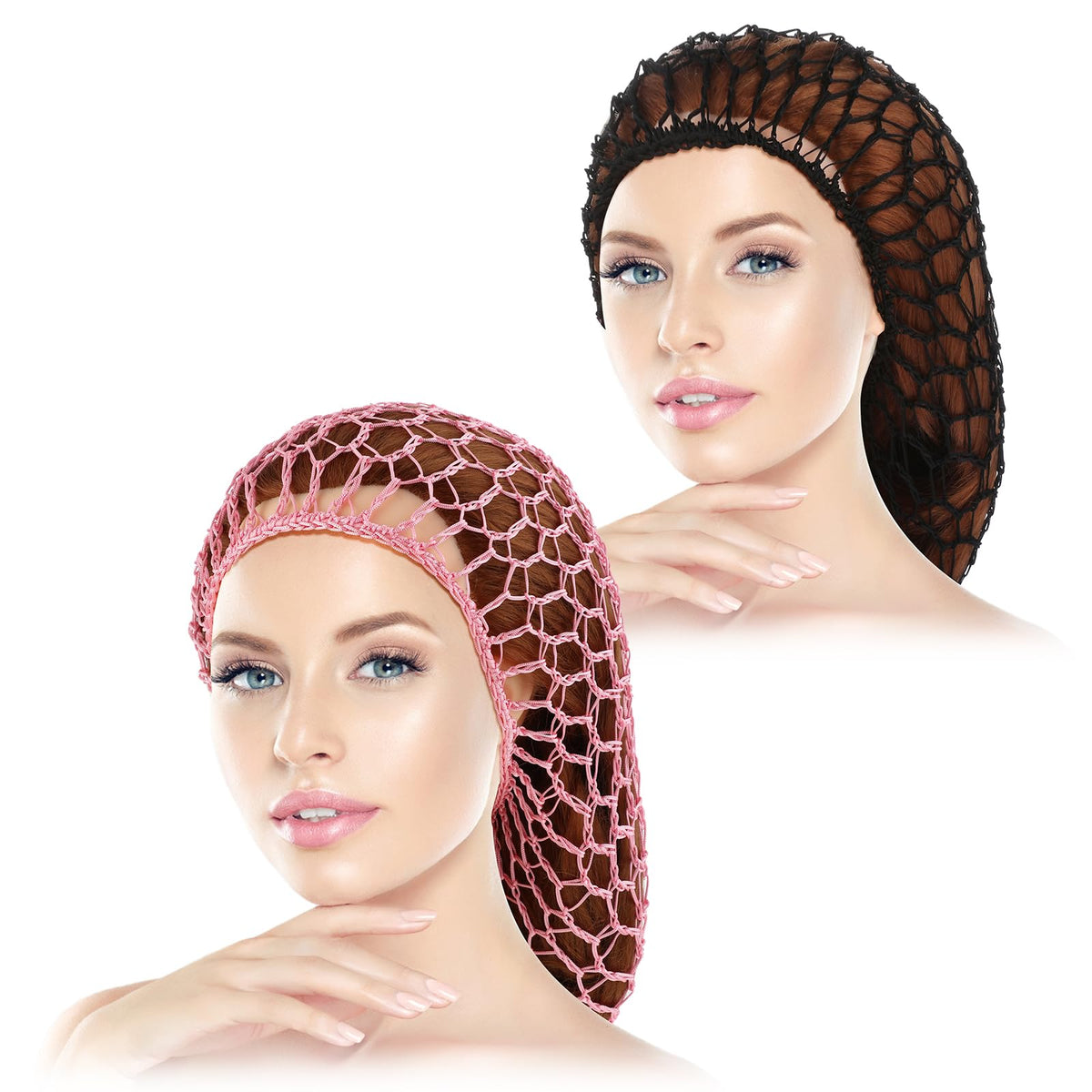 WLLHYF Mesh Hair Net Rayon Knit Snood Hat Crochet Hair Wraps Sleep Cap Mesh Soft Hairnet Large Hair Cover Ornament Accessory (bl