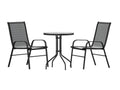 Flash Furniture 2 Flex Comfort Stack Chairs, 23.75" Round Tempered Glass Patio Table, Black