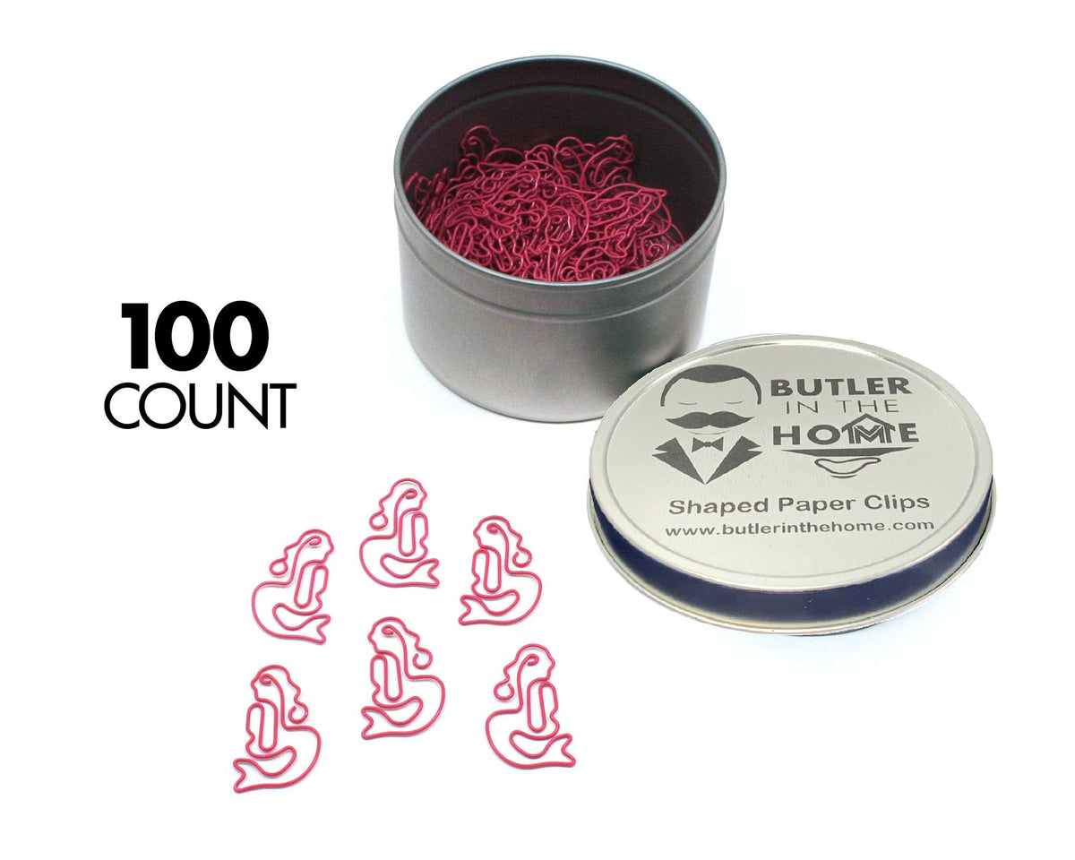 Butler In The Home Mermaid Shaped Paper Clips Great For Paper Clip Collectors Or Office Gift - Comes In Round Tin With Lid And G