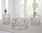 Steve Silver Roxy Hexagonal Cocktail Table with Clear Glass and Gold RX100CTBL
