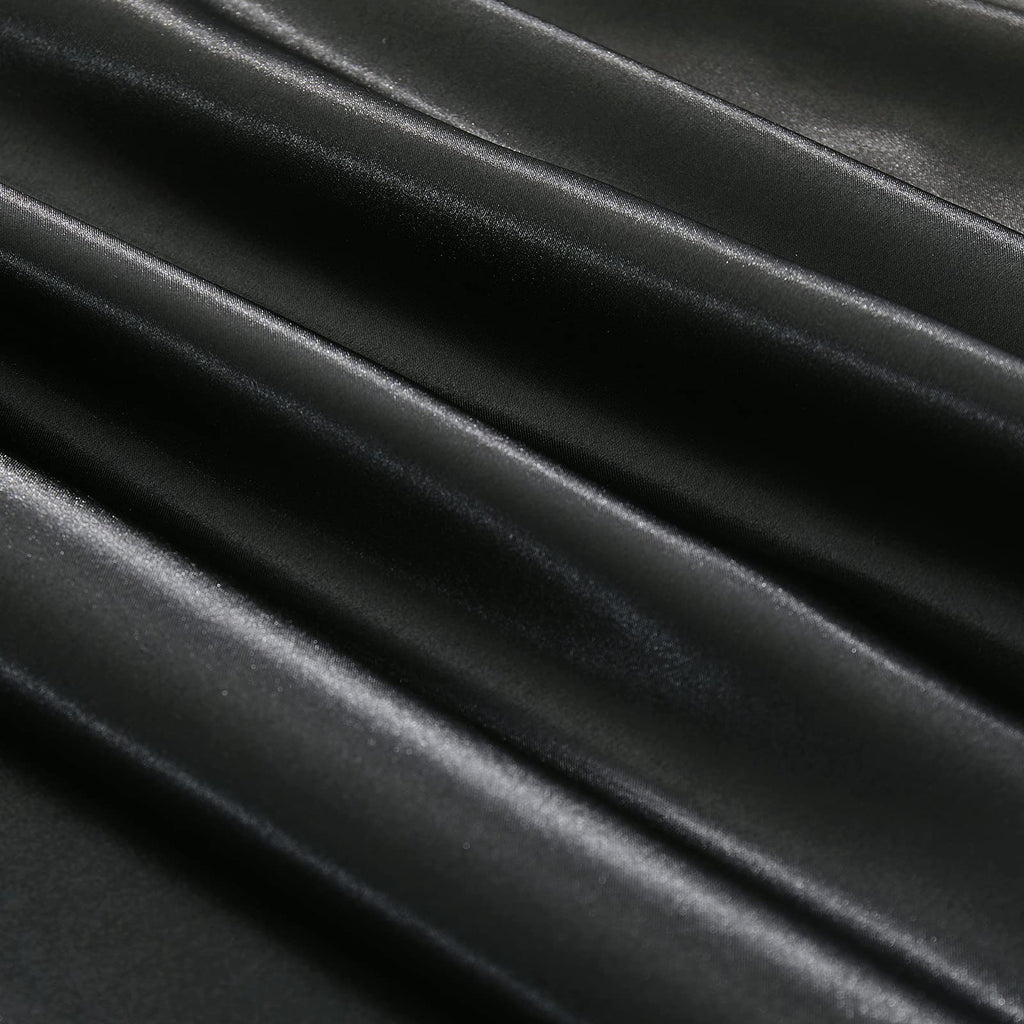 Ersmak 7 Pieces Satin Sheets Set King Size, Luxury Silky Black Satin Bed Sheets Set With 1 Deep Pocket Fitted Sheet, 1 Soft Flat