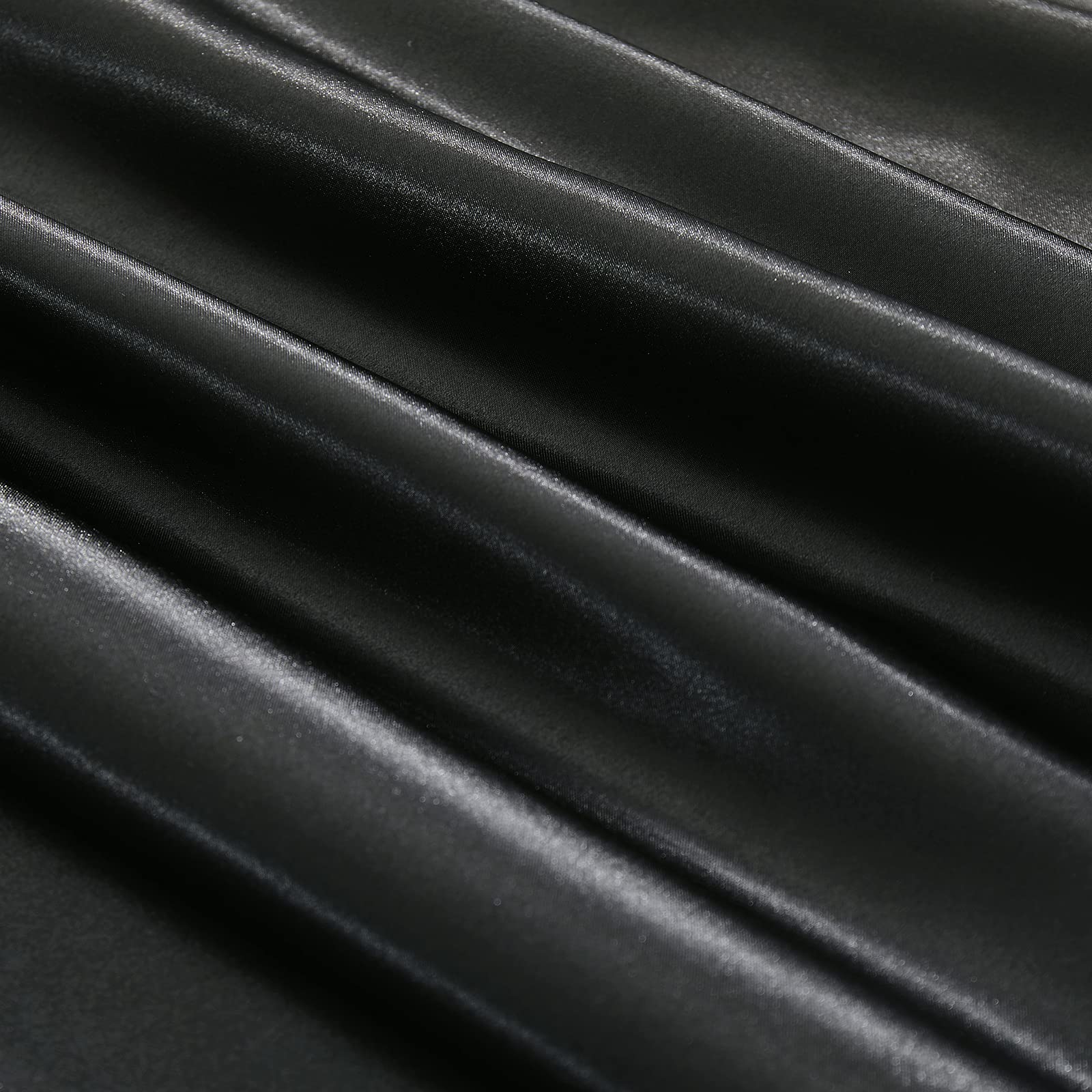 Ersmak 7 Pieces Satin Sheets Set King Size, Luxury Silky Black Satin Bed Sheets Set With 1 Deep Pocket Fitted Sheet, 1 Soft Flat