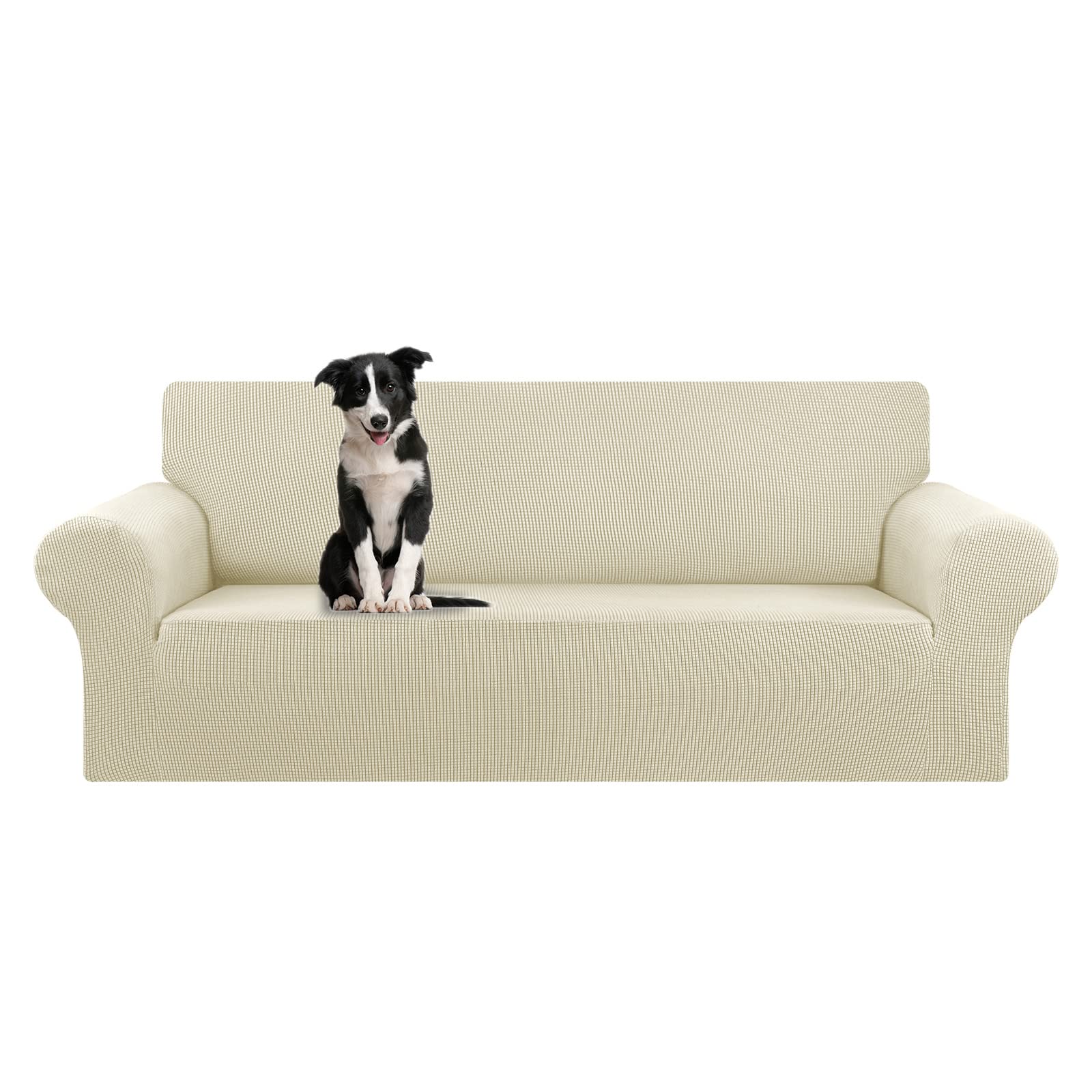 Kekuou Stretch Oversized Sofa Slipcover 1 Piece Couch Sofa Cover (94'-110') Furniture Protector 4 Seater Sofa With Elastic Bot