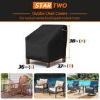 Startwo Patio Chair Covers 2 Pack Outdoor Furniture Covers Waterproof Fit For 36' W X 37' D X 36' H, Lounge Deep Seat Cover, Heavy Duty Chair Covers For Lawn Furnitures, Black