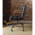 Acme Hedia Leather Swivel Office Chair in Vintage Blue