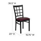 Flash Furniture HERCULES Series Black Window Back Metal Restaurant Chair - Burgundy Vinyl Seat