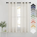 Nicetown Small Window Curtains Semi Sheer Linen Burlap Drapes, Grommet Top Privacy With Light Filtering Panels For Bedroom/Kitch