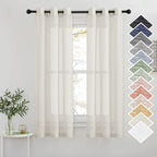 Nicetown Small Window Curtains Semi Sheer Linen Burlap Drapes, Grommet Top Privacy With Light Filtering Panels For Bedroom/Kitch