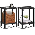 Tutotak End Table With Charging Station, Side Table With Usb Ports And Outlets, Nightstand, 2-Tier Storage Shelf, Sofa Table For Small Space Tb01Bmk041