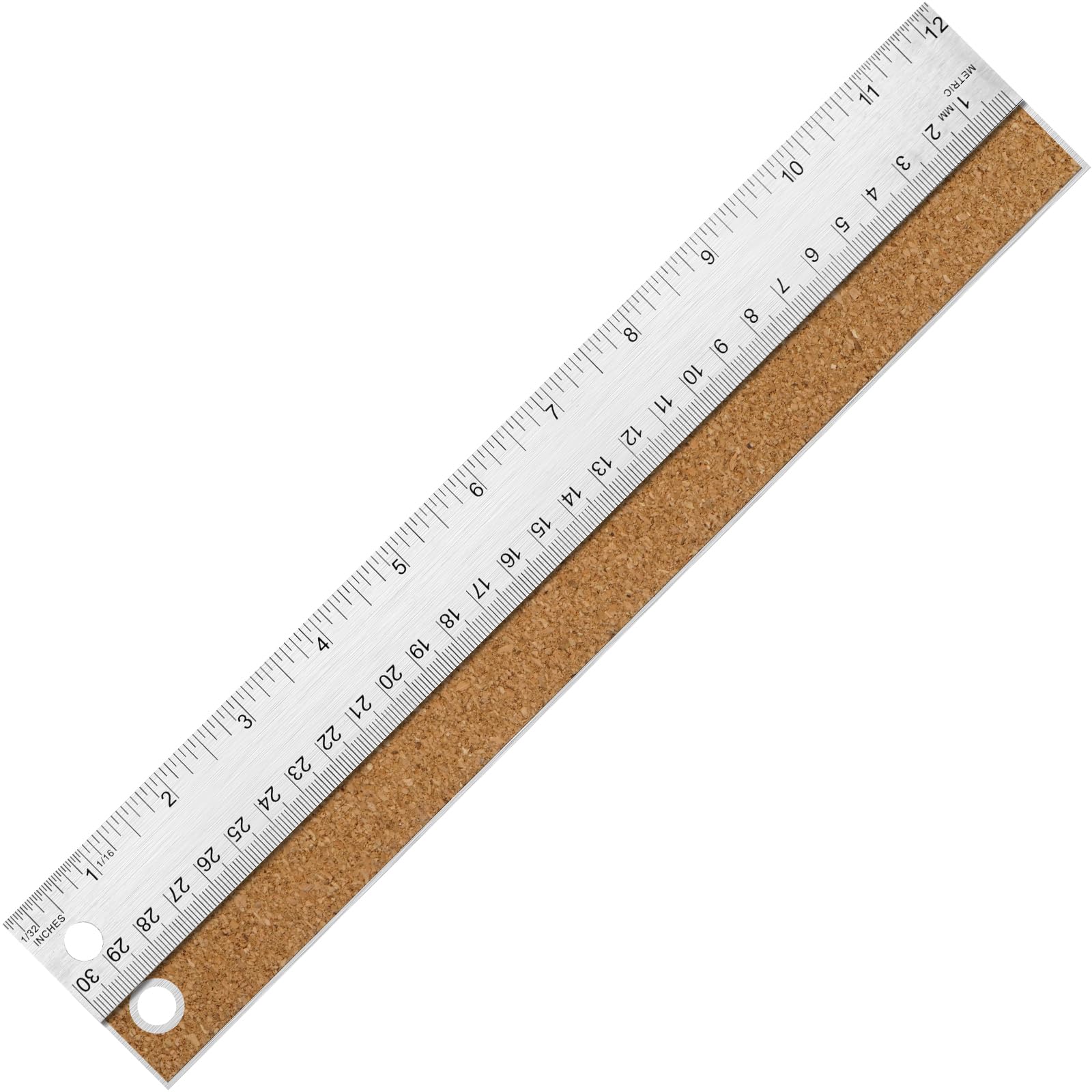 Vorigy Metal Ruler With Cork Backing, 12 Inch Stainless Steel Rulers 12 Inch Metal Ruler - Imperial And Metric - Non-Slip Preven