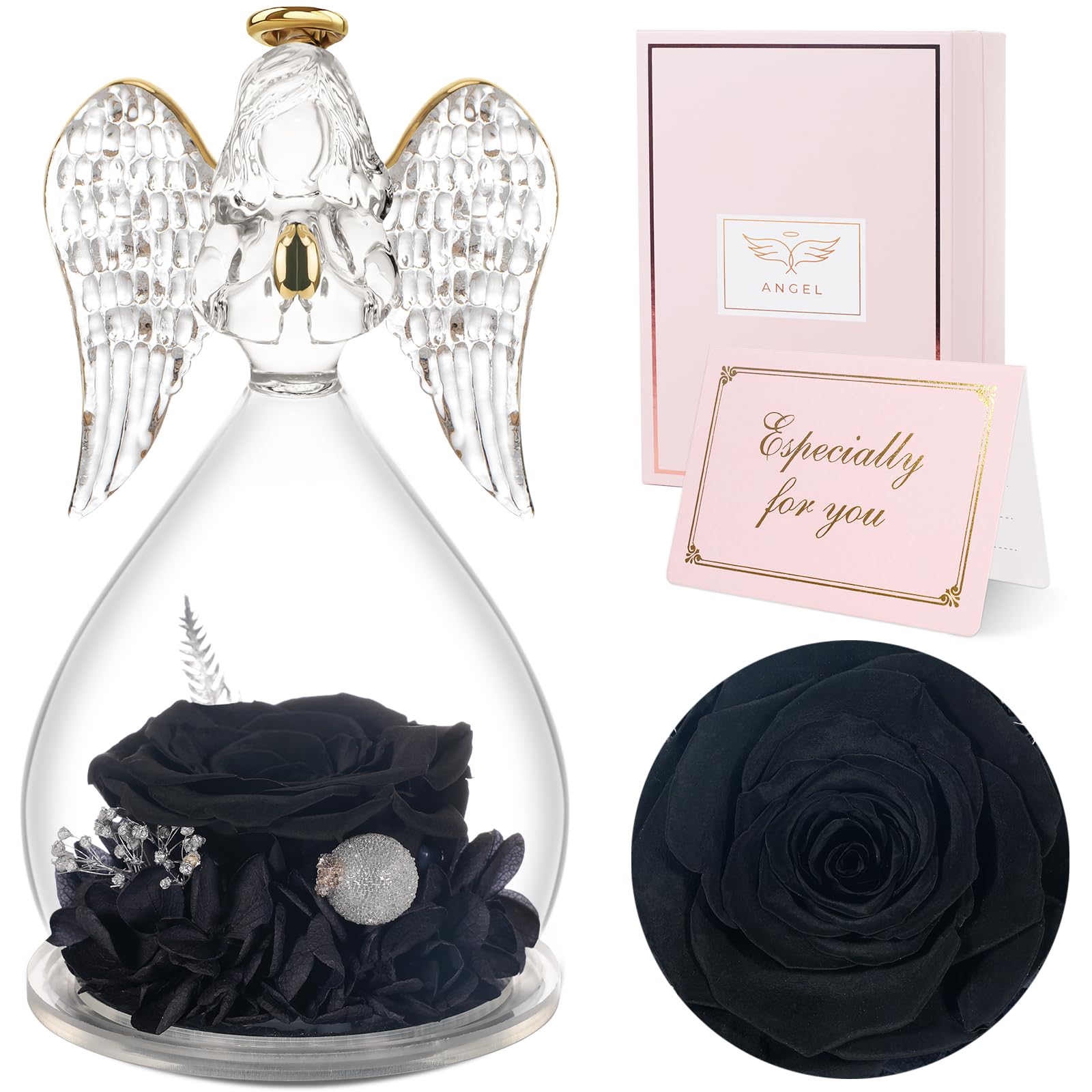 Sunia Angels Figurines Angel Gifts For Women Grandma Preserved Rose Gift Best Unique Valentines Day Gifts For Grandma Mom Christ