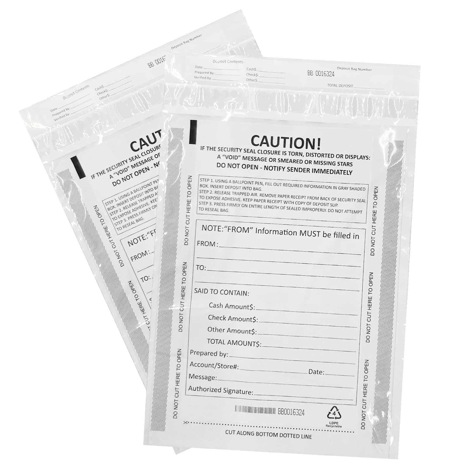 Belinlen 10 X 13 Inch Deposit Bags Security Pocket Bank Deposit Envelopes (White, 100 Pack)