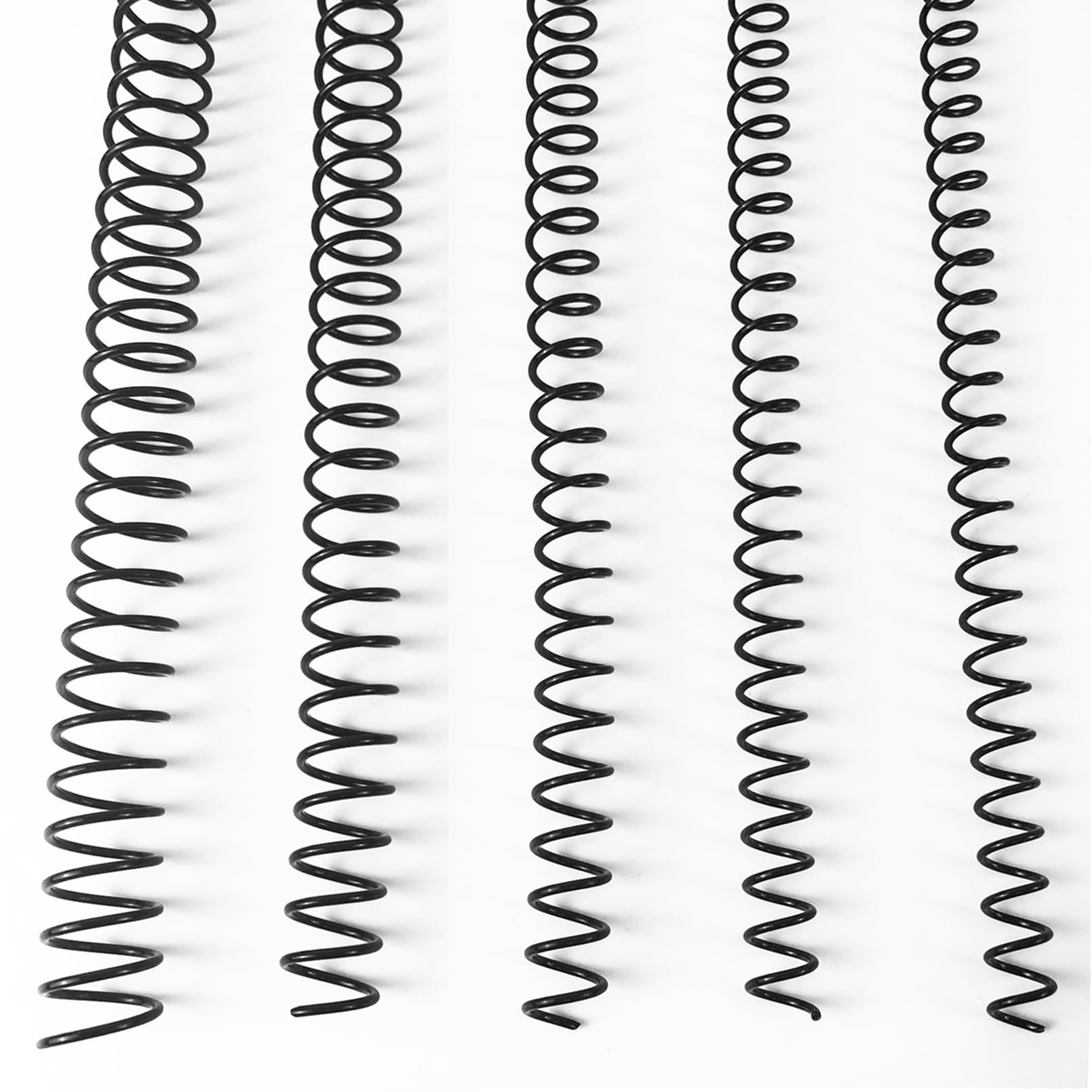 Binditek 60 Pack Plastic Spiral Binding Coils, Multi Size Binding Spirals, 3:1 Pitch, 36-Loop Black Binding Spines For Lettersiz