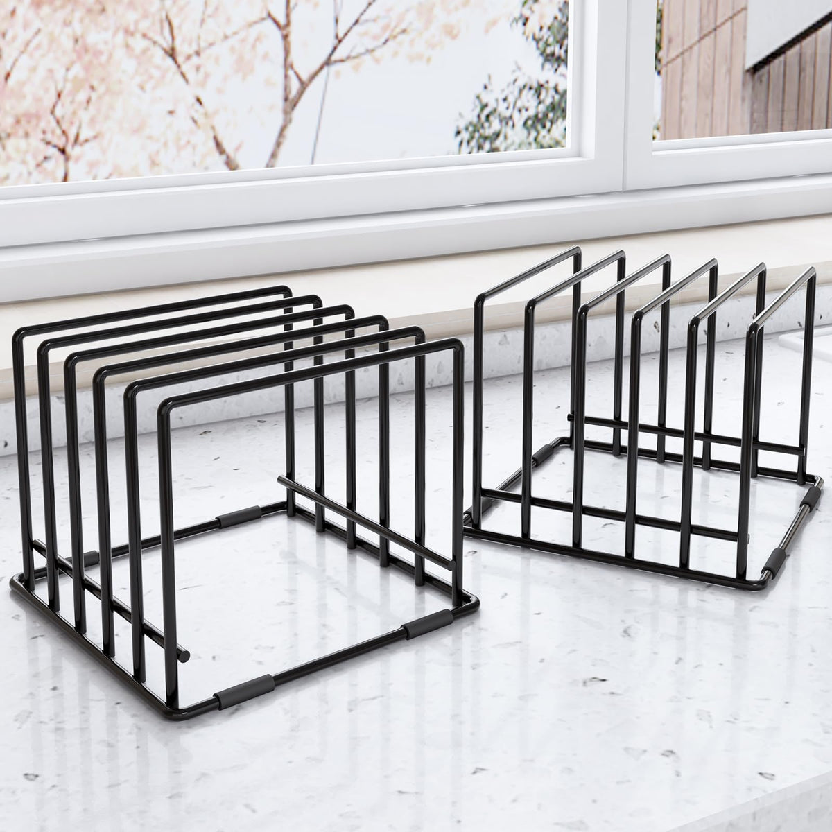 Veepus 5slot baking storage scratchresistant cookie tray organizer with antislip frame for kitchen cabinet  portable and dus
