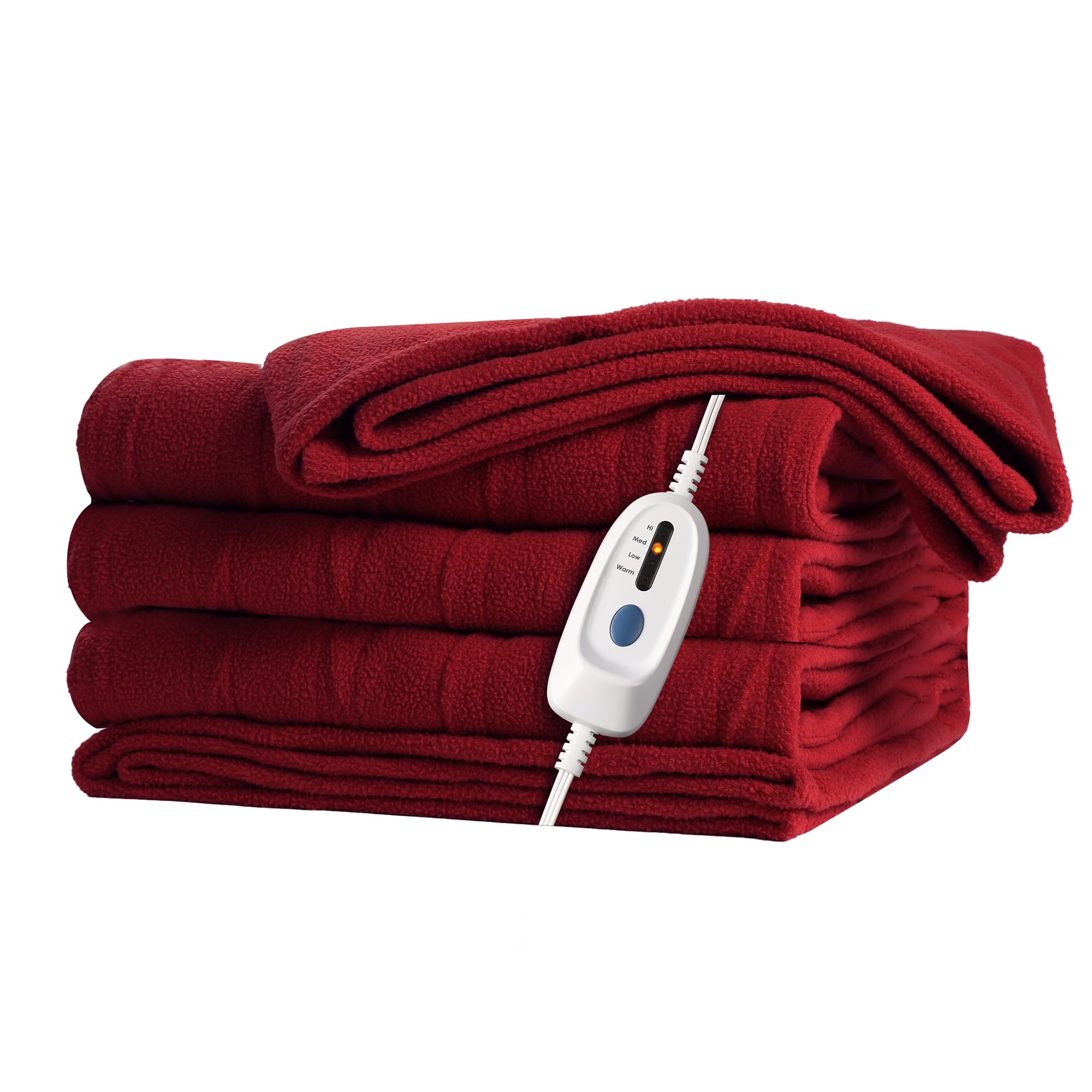 Mcjaw Electric Heated Blanket 72'X 84' Full Size, 4 Heating Levels And 10-Hour Auto Off, Lightweight And Breathable - Burgundy