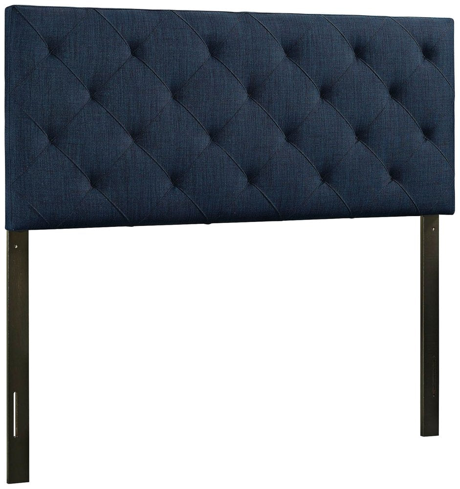 Modway Theodore Tufted Diamond Pattern Fabric Upholstered Full Headboard in Navy
