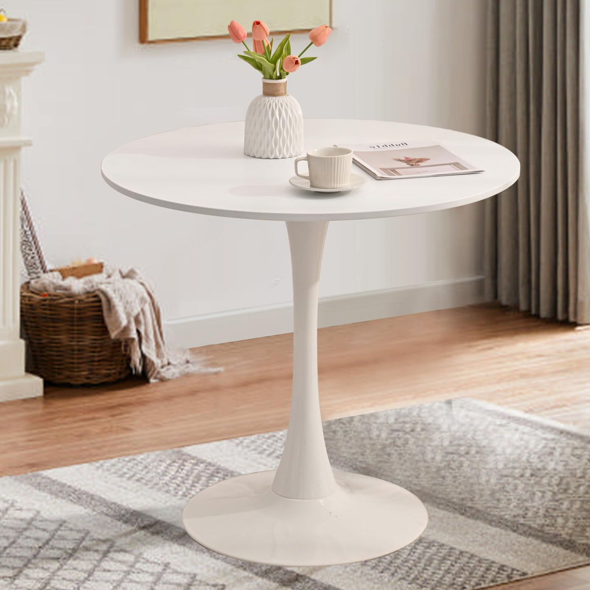 Soartalent 31.5' Round Dining Table For 2 Mdf Table Top And Heavy Metal Dining Table Leg For Kitchen Dining Room Apartment Smal