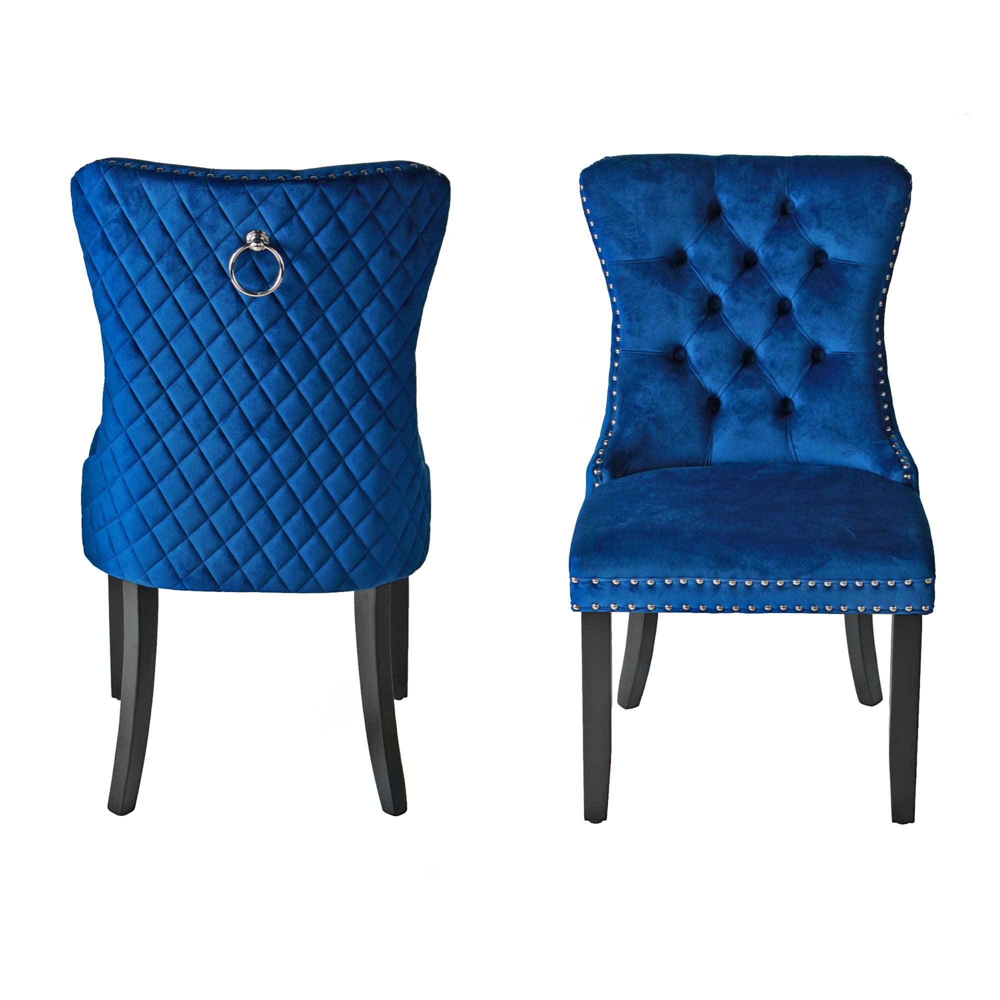 Better Home Products Sofia Velvet Upholstered Tufted Dining Chair Set - Thumbnail 3