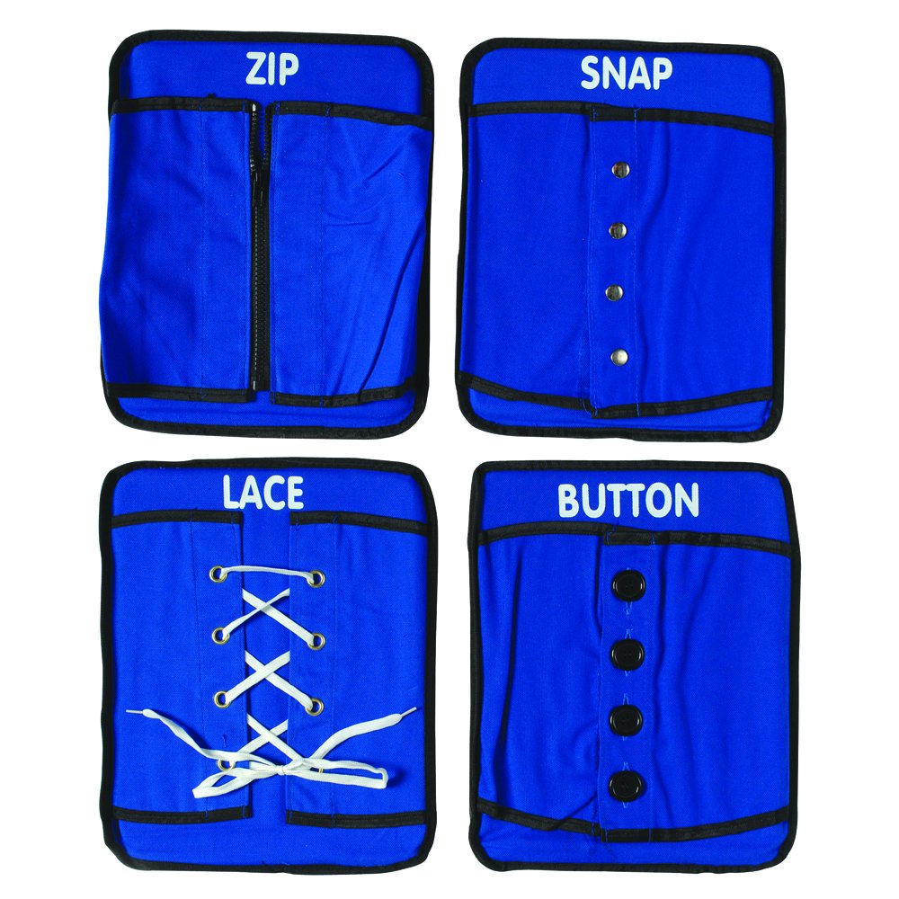 Constructive Playthings Kids Dressing Board Toys, Blue (Set Of 4)