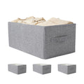 Pomodee 3 Pack Linen Storage Baskets with Handle,Large Foldable Closet Storage Bins for Shelves, Toys, Sheets, Clothes Organizat