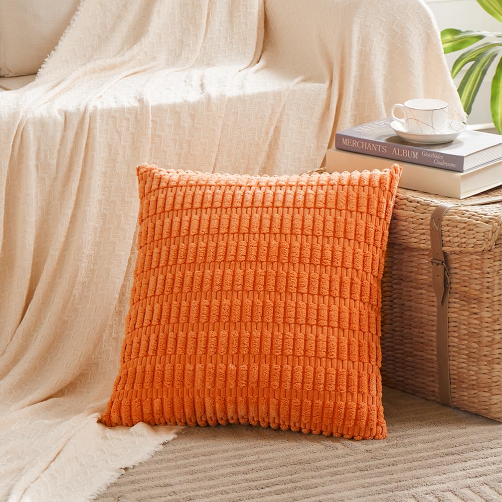 Fancy Homi 4 Packs Orange Fall Decorative Throw Pillow Covers 18X18 Inch For Couch Living Room Bed Sofa, Halloween Pumpkin Autum