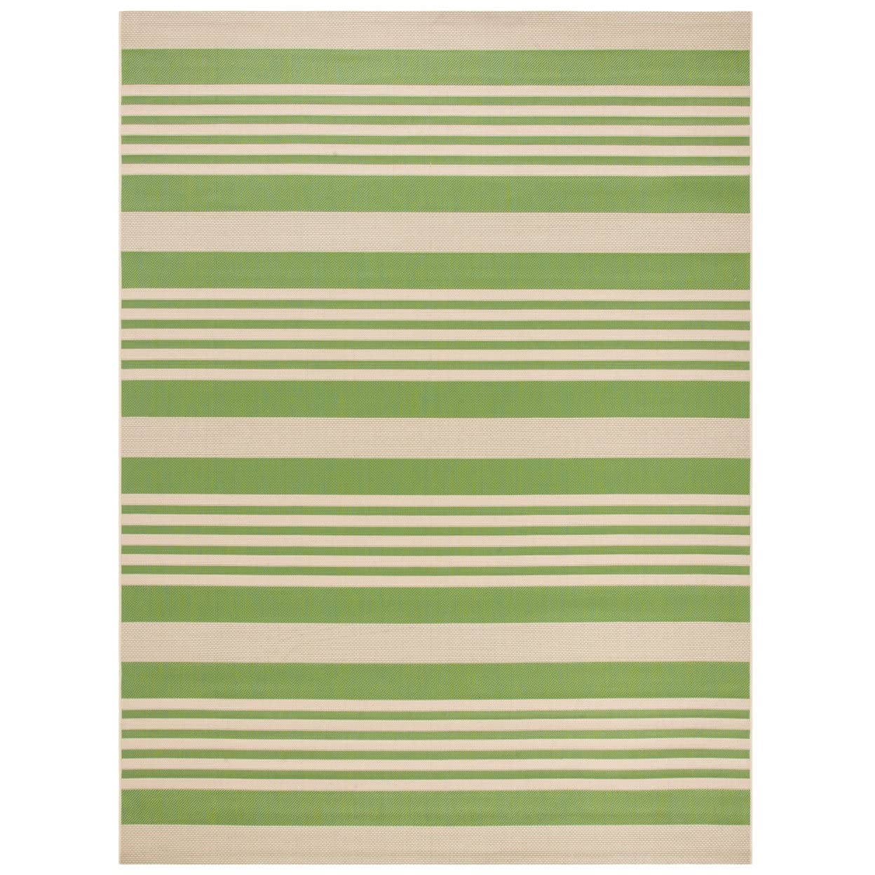 SAFAVIEH Courtyard Collection 5'3'' Round Green/Beige CY6062 Stripe Indoor/ Outside Waterproof Easy cleansingPatio Backyard Mudr