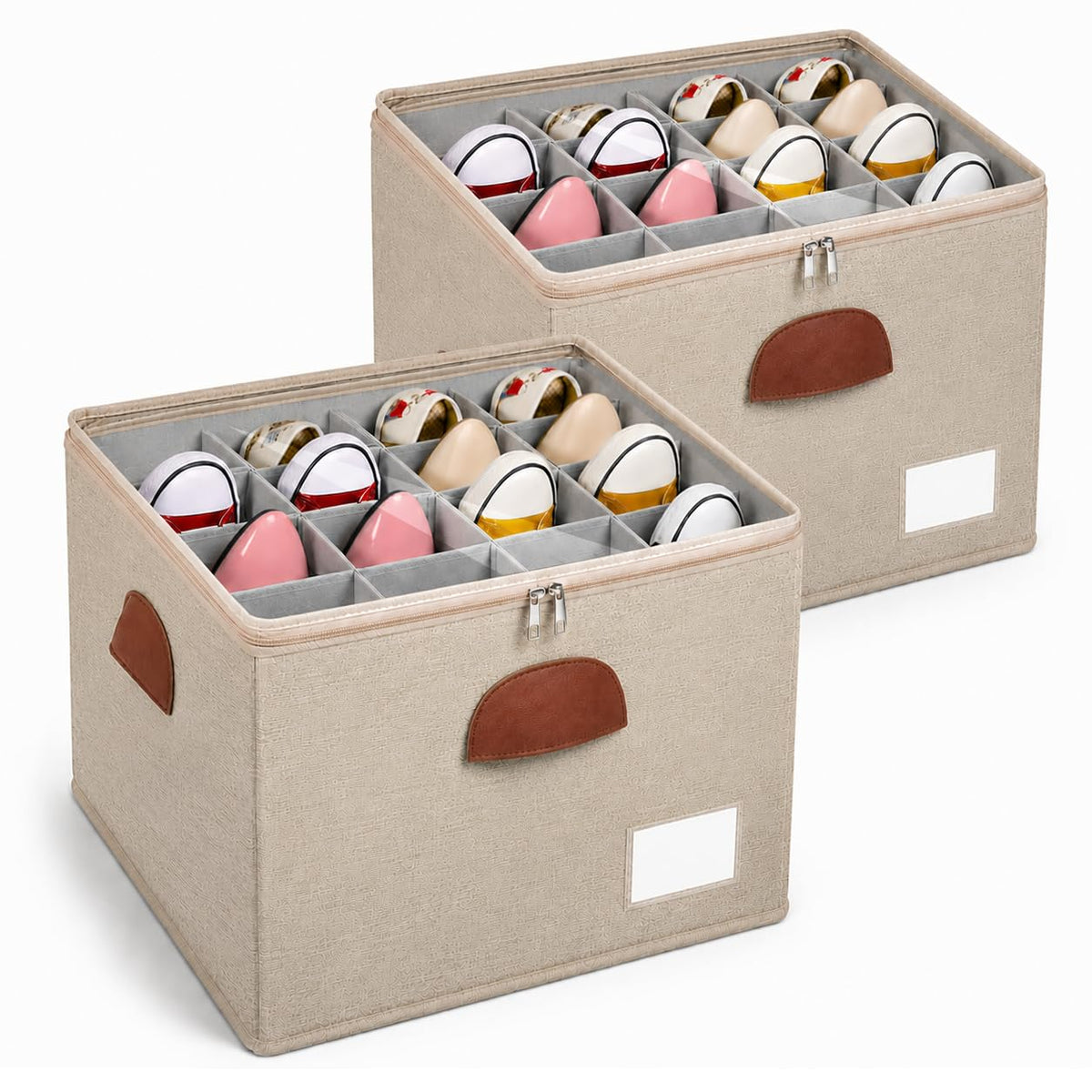 2 Pack Shoe Organizer for Closet with Adjustable Divider Shoe Storage Box