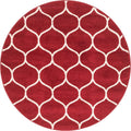 Unique Loom Trellis Frieze Collection Area Rug - Rounded (4 1 Round, Red/ Ivory)
