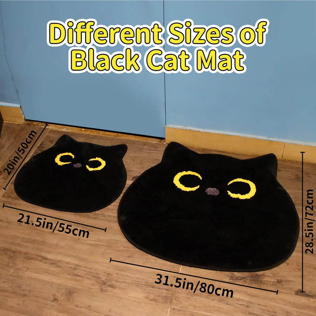 Nigoways Bathroom Rug,Soft Cat Rug,Cute Black Cat Bath Mat For Bathroom, Bedroom,Non Slip Rug,Bath Rugs For Home Decorations,Hou