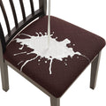 Fuloon Waterproof Dining Chair Covers Set Of 6, Stretch Jacquard Chair Seat Covers Washable Dining Room Chair Cover Seat Slipcover Removable Kitchen Chair Covers (6, Waterproof-Chocolate)