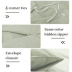Nexhome Pro Duvet Cover Set Oversized Queen 92'X98' Linen Feel Textured Organic Natural 100% Washed Cotton Duvet Cover 3 Pieces Bedding Set Zipper Closure, Breathable, Mint Green (No Comforter)